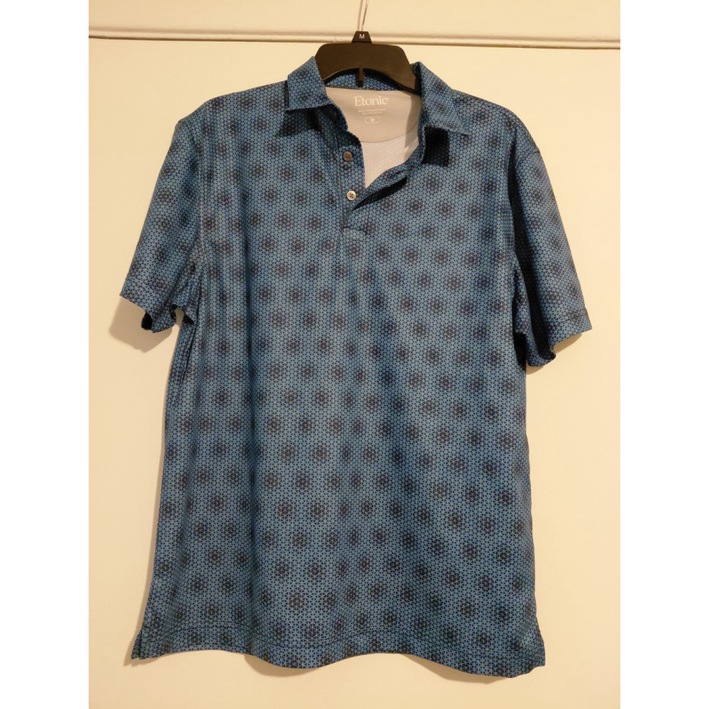 Etonic Polo Shirt Mens Medium Geometric Print Golf Casual Polo Preppy Formal